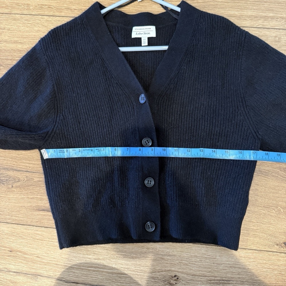 & Other Stories Womens Wool Ribbed Button Cardigan XS Dark Academia Coquette - Picture 5 of 6
